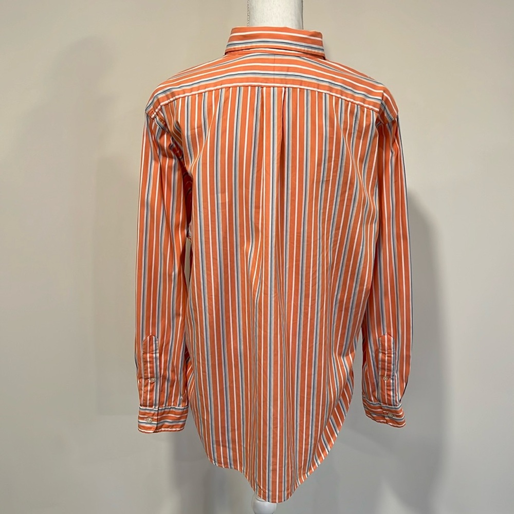 Ralph Lauren Men’s Button Down Orange and Blue Striped Shirt Size Large - Picture 3 of 7